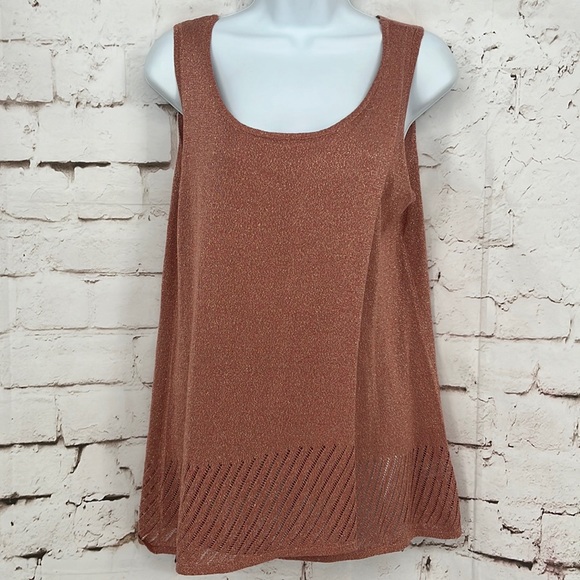 H by Halston Metallic Knit Sleeveless Shell, Size S - Picture 1 of 7
